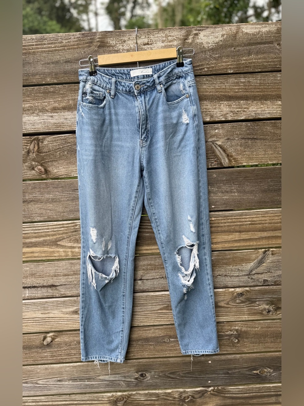 Kancan The Dad Jean 26 Loose Fit High Rise Distressed Straight Leg